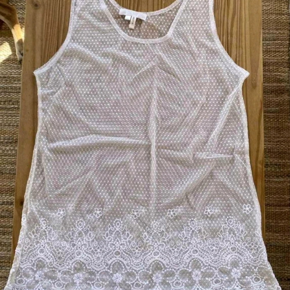 White Embroidered Tank